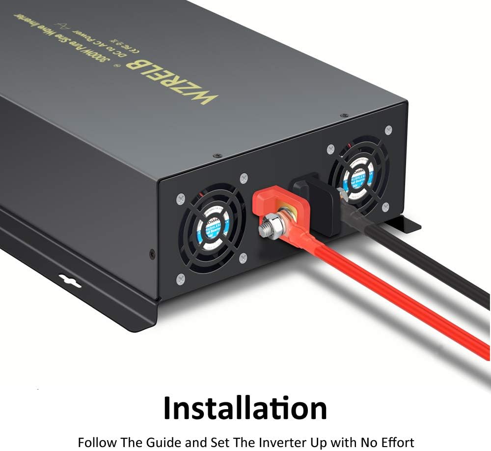3000 Watt 24V DC Pure Sine Wave Power Inverter with Remote Control Switch, Dual 110V 120V AC Outlets Q291