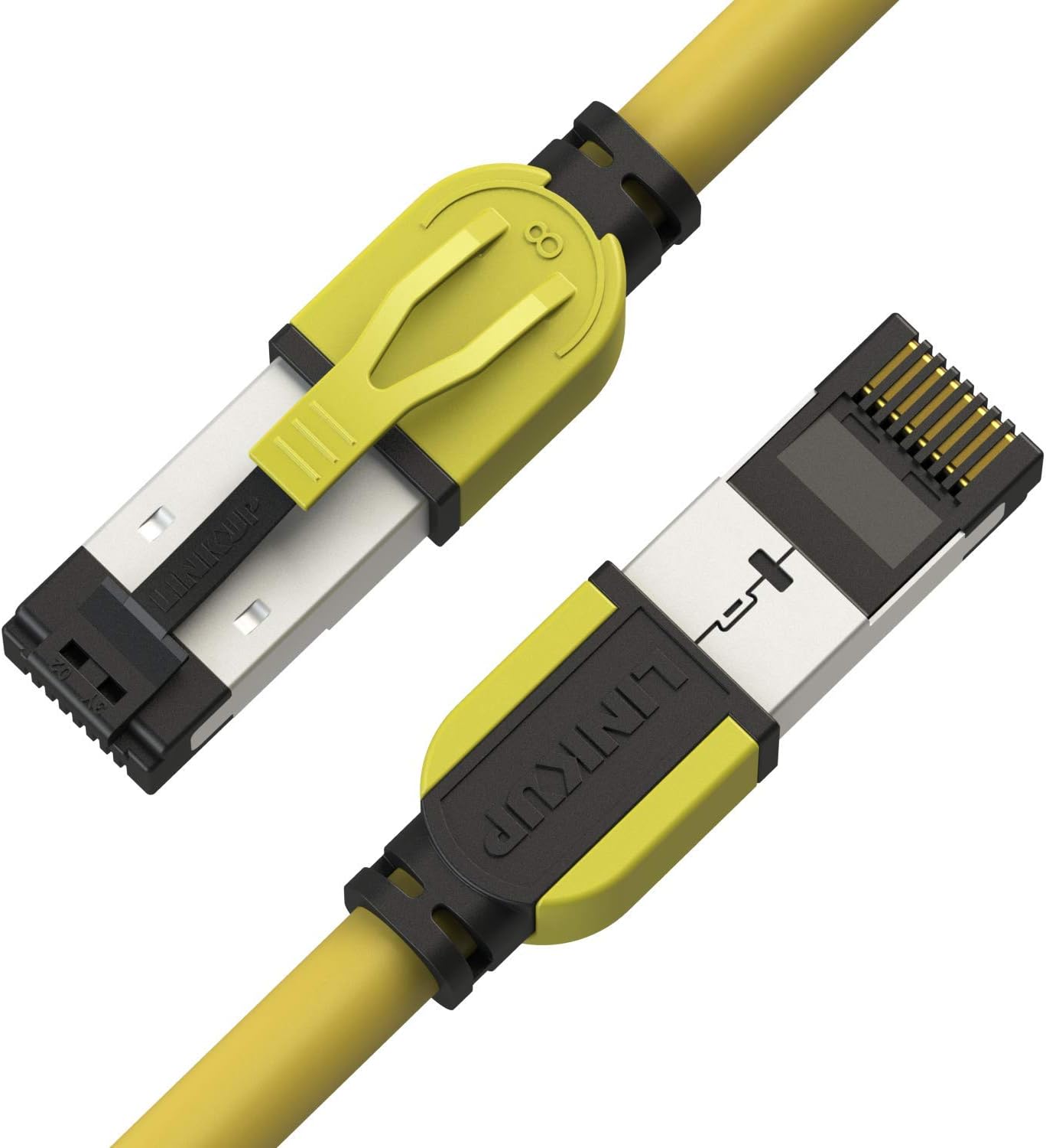 Cat8 Ethernet Patch Cable Double Shielded 2000MHz Yellow 50ft Pack of 2 G751