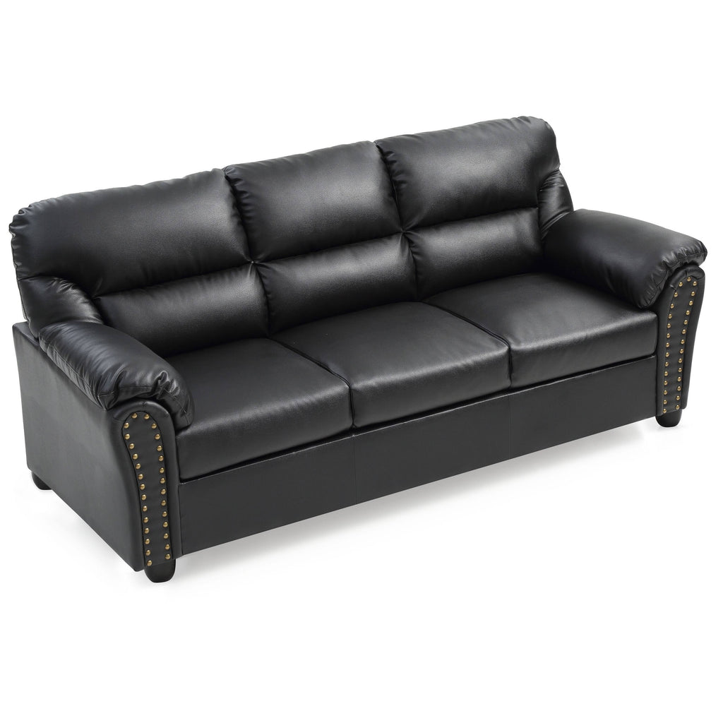 Black Faux Leather Sofa P7770