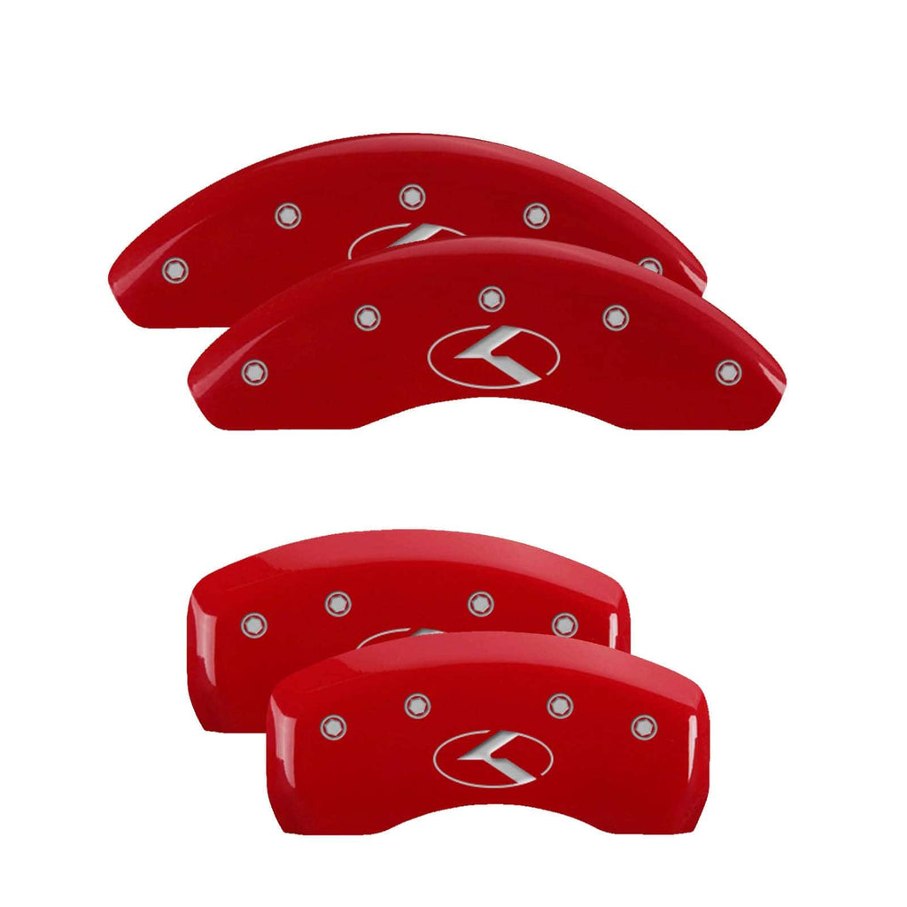 4 Caliper Covers Engraved Front & Rear Red Finish Silver V837630