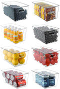 8 Pack Large Clear Fridge Organizer Bins with Lids and Handles E3603