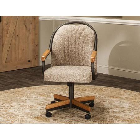 Swivel Tilt Caster Arm Chair in Wheat Tweed Fabric I905815