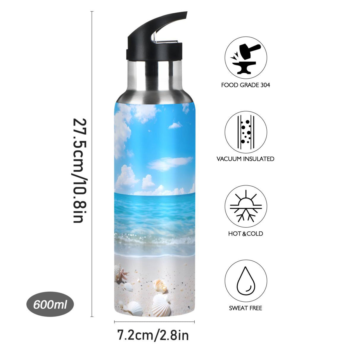 Insulated Stainless Steel Water Bottle with Straw Lid, 20 oz O80256