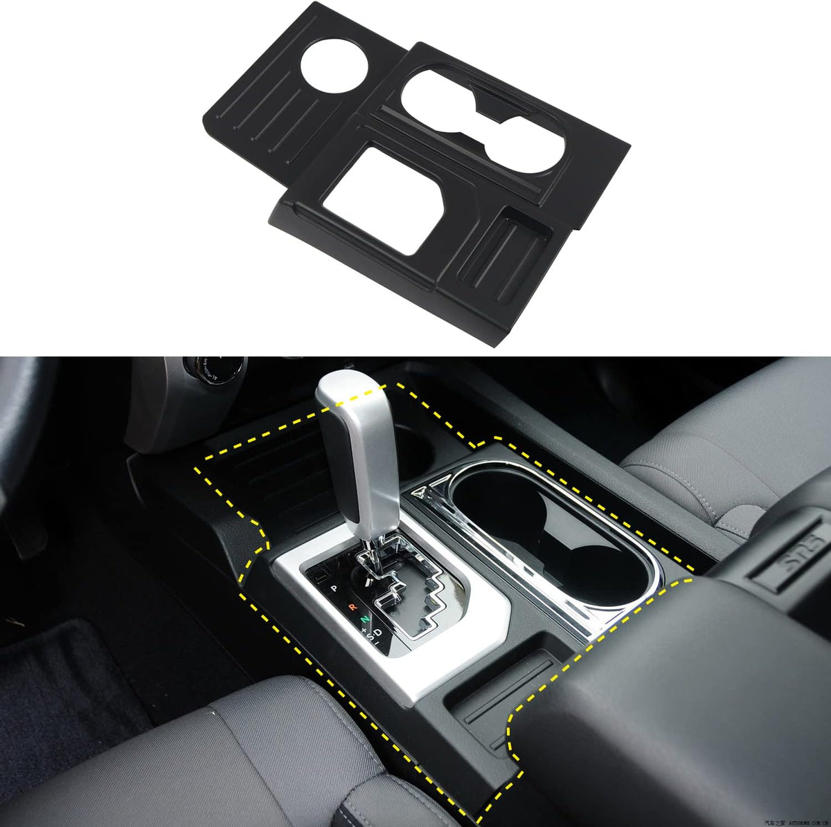 Center Console Gear Shift Box Water Cup Panel Cover ABS Blacking Out 1pc C117665