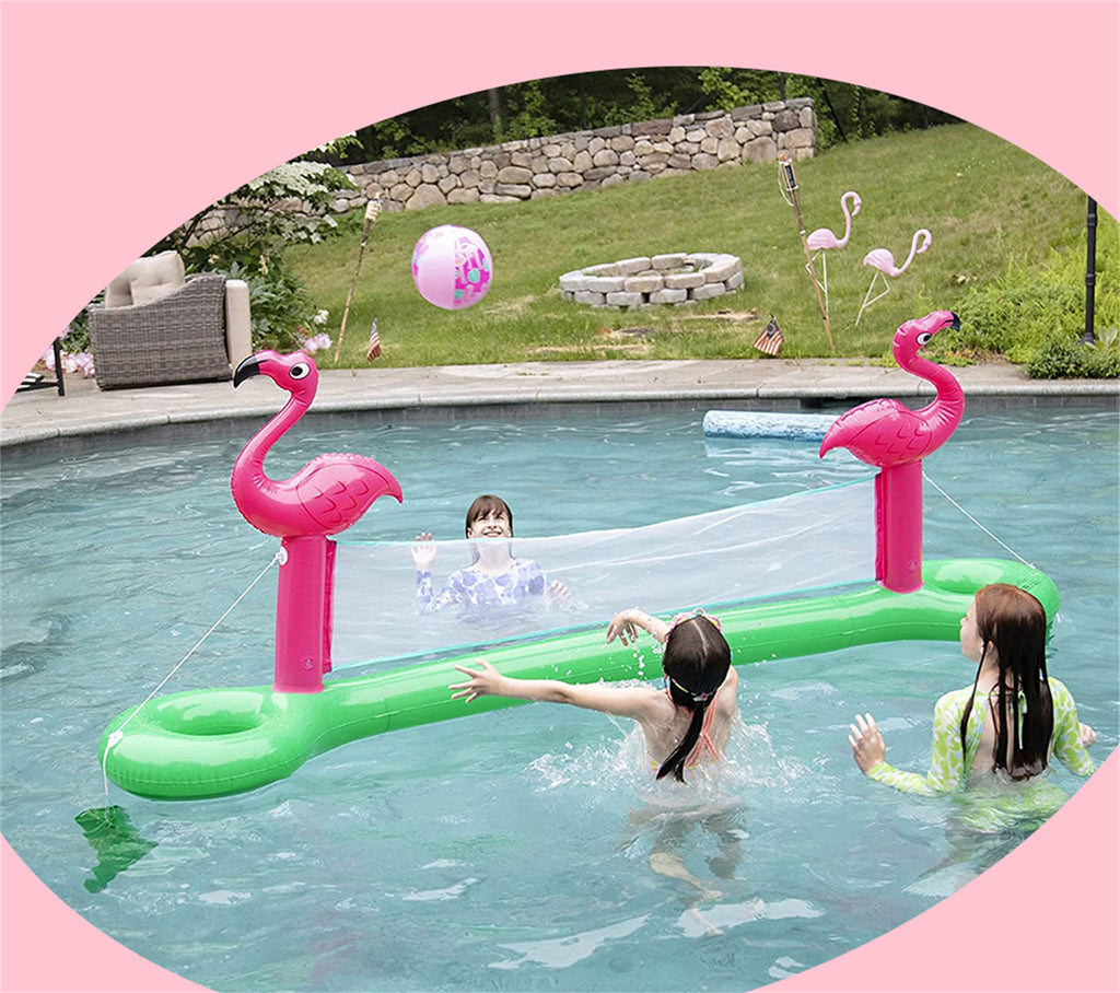 Inflatable Flamingo Pool Volleyball Net with Ball Set N850781