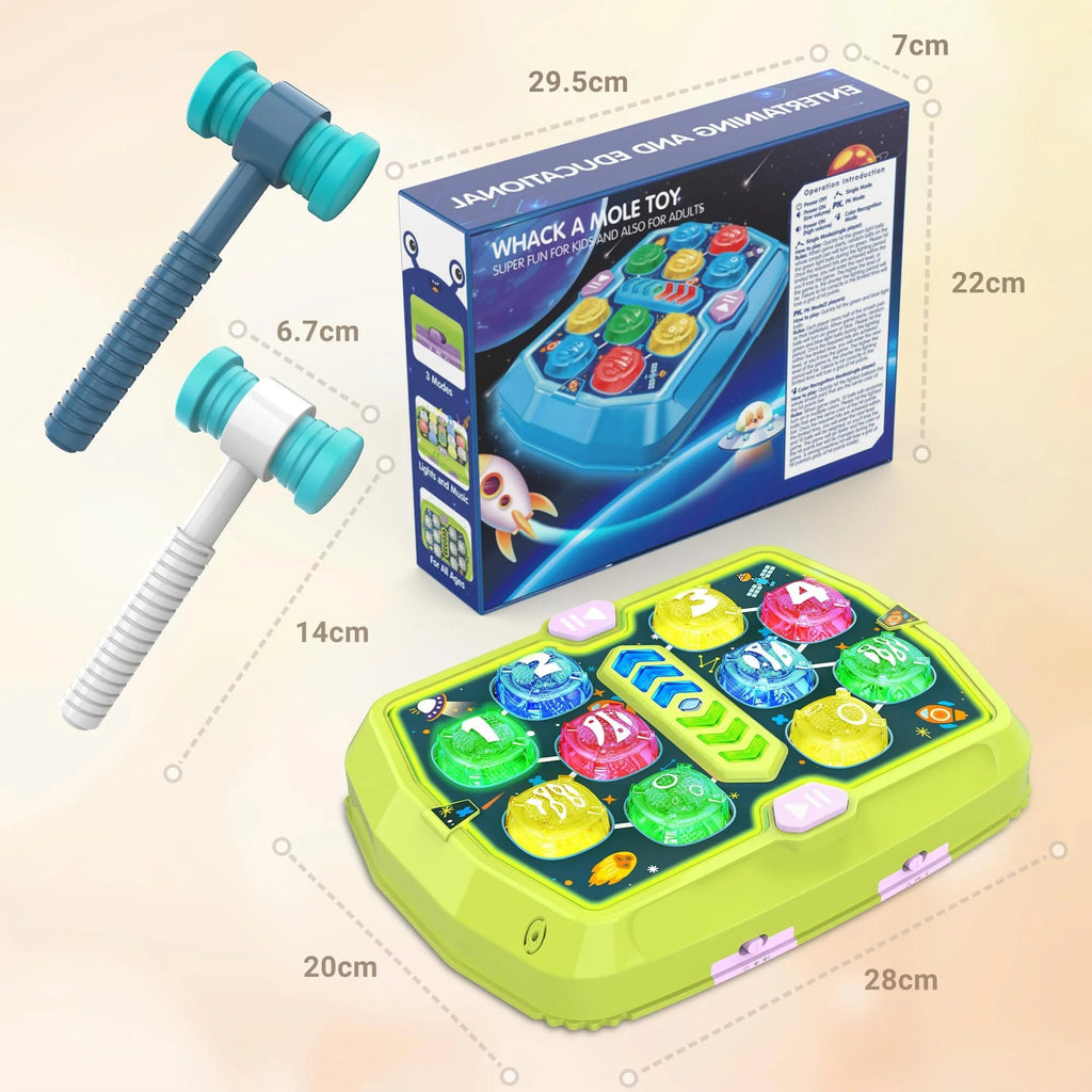 Green Interactive Whack a Mole Game with 2 Soft Hammers R8534