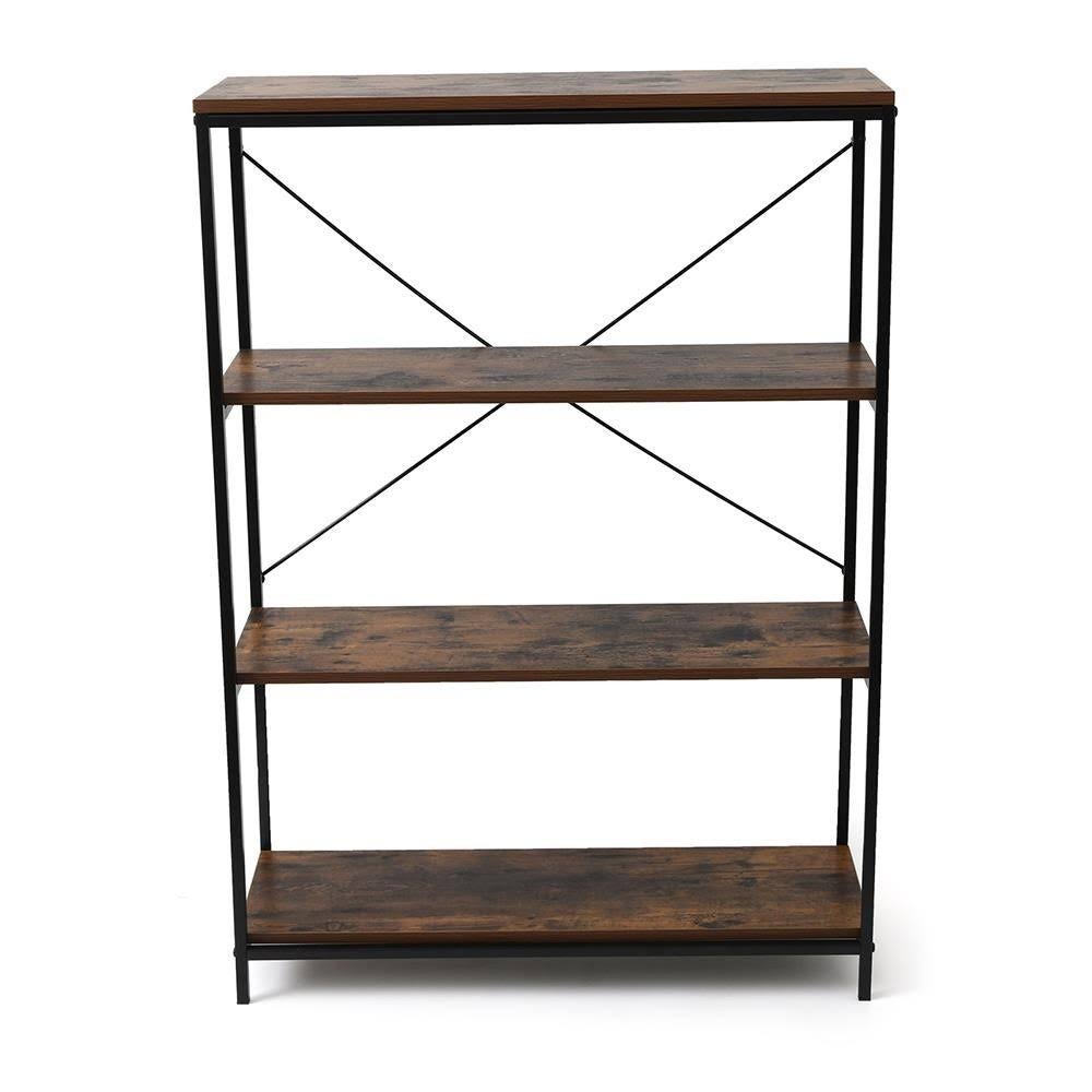 4-Tier Industrial Metal and Wood Bookcase M6135