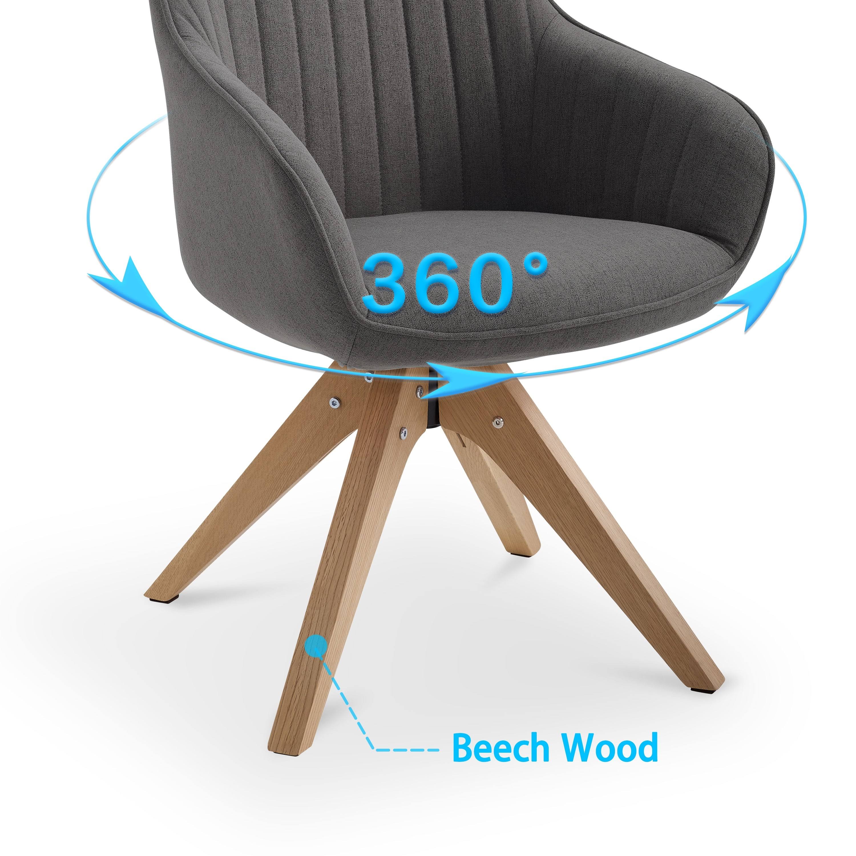 Blue Fabric Swivel Office Accent Arm Chair with Wood Legs K31044