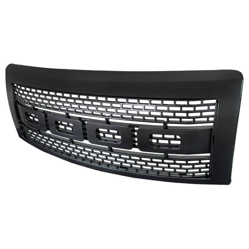 Gray ABS Carbon Fiber Look Front Hood Grille for Ford F150 X3485