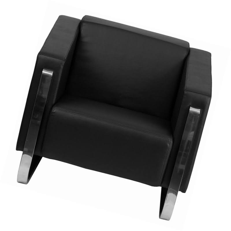 Black Leather Chair with Stainless Steel Frame I22831