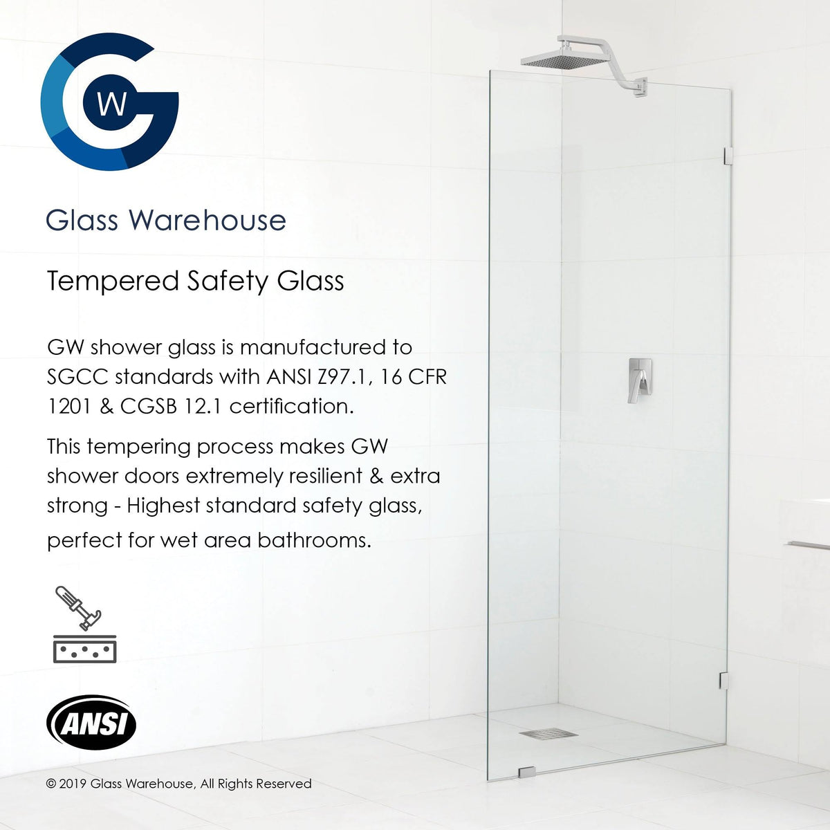 Frameless Shower Door, Brushed Nickel W490614