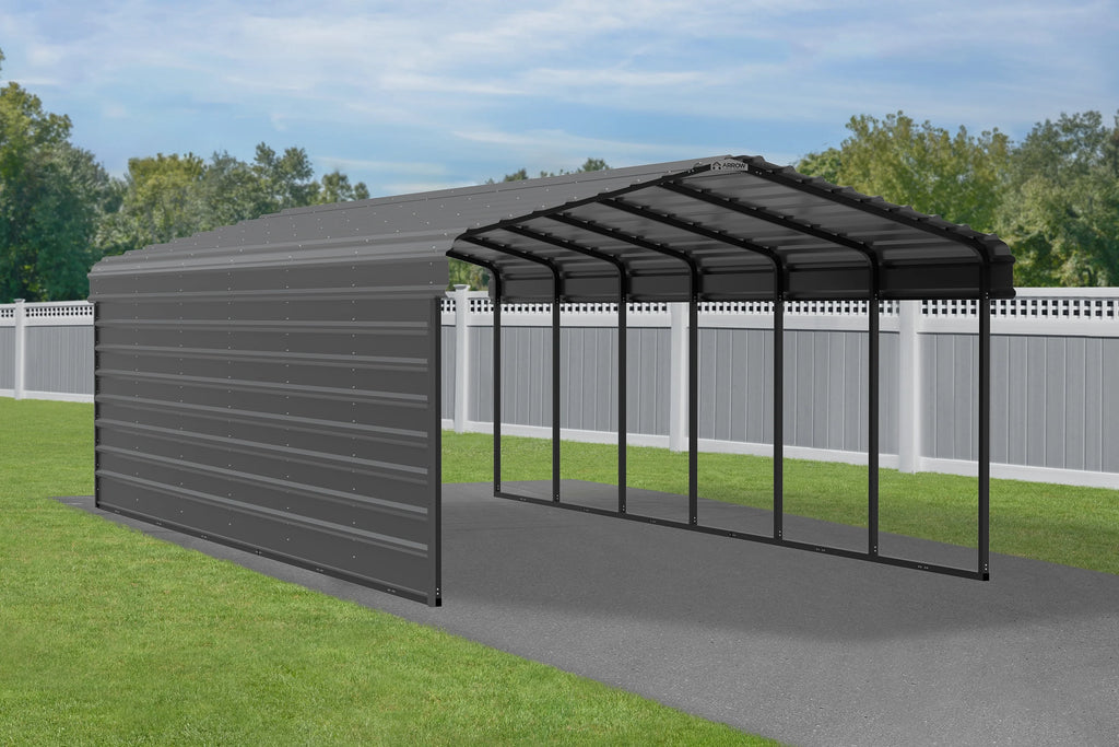 Galvanized Steel Carport Kit, 12' x 29' x 7', Charcoal T73659