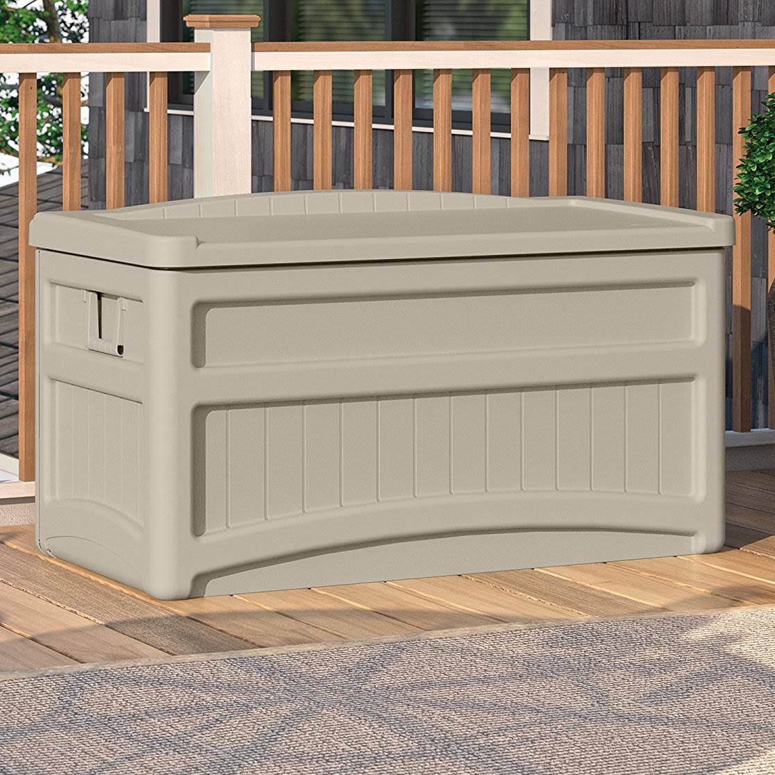 73-Gallon Resin Outdoor Storage Deck Box with Seat (2 Pack) P9413