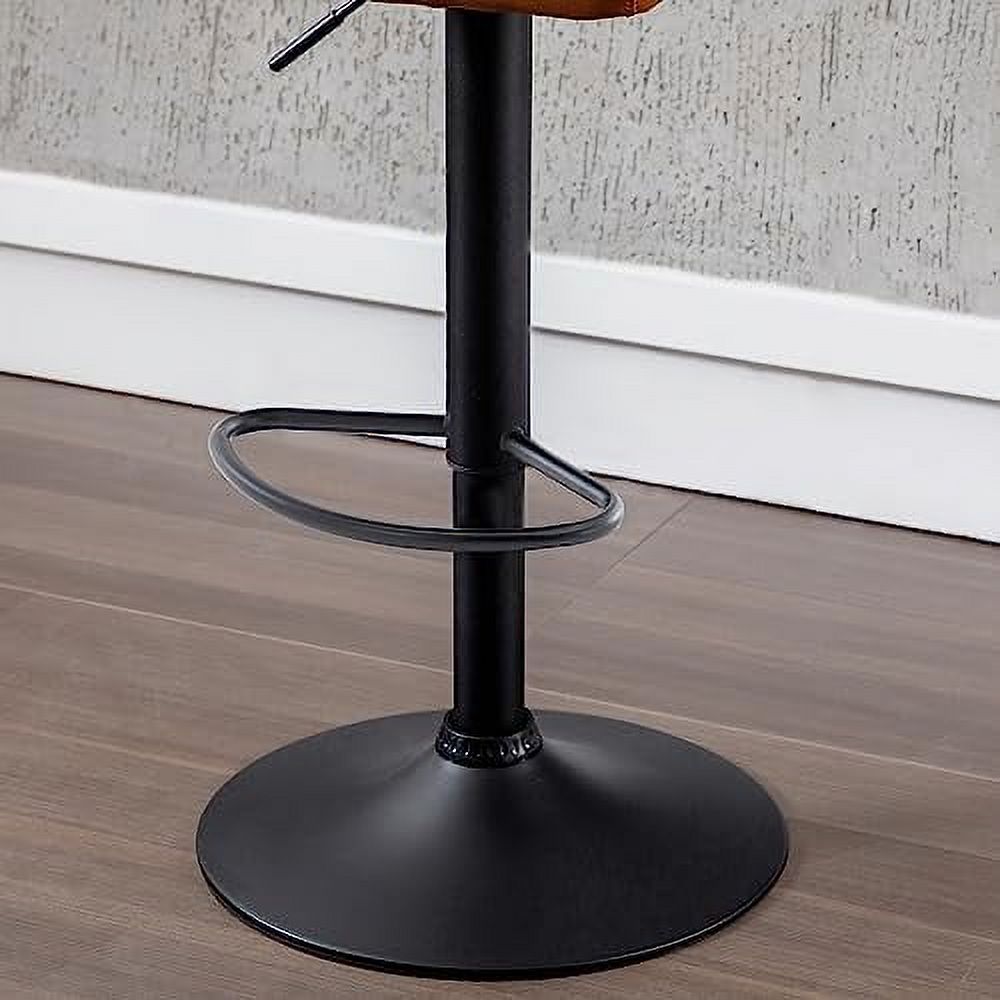 Set of 4 Adjustable Swivel Counter Height Stools with Button Tufted Back Faux Leather Upholstered Island Chairs with Footrest Black V7374