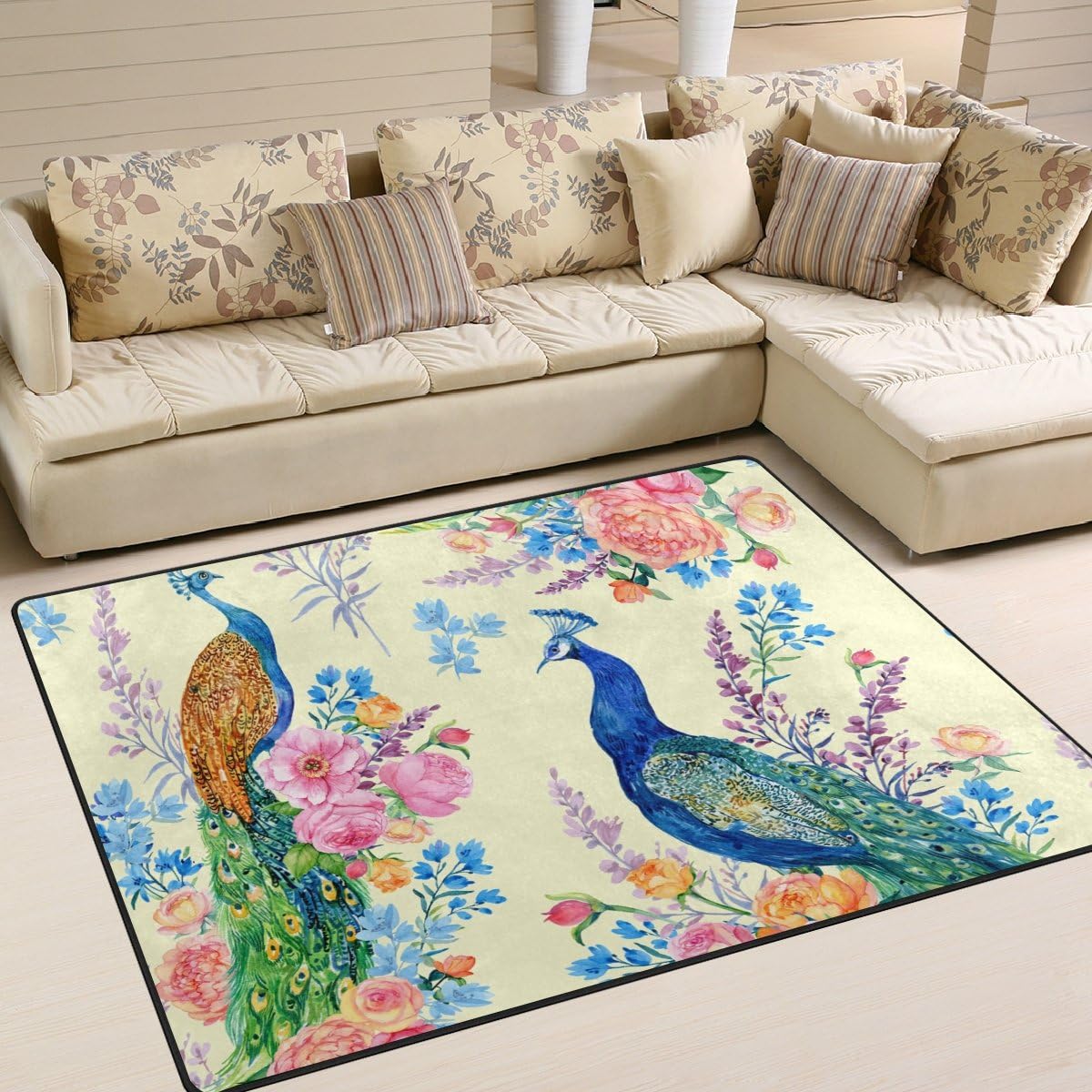 Floral Peacock Lightweight Carpet Mats Area Rug Y657867