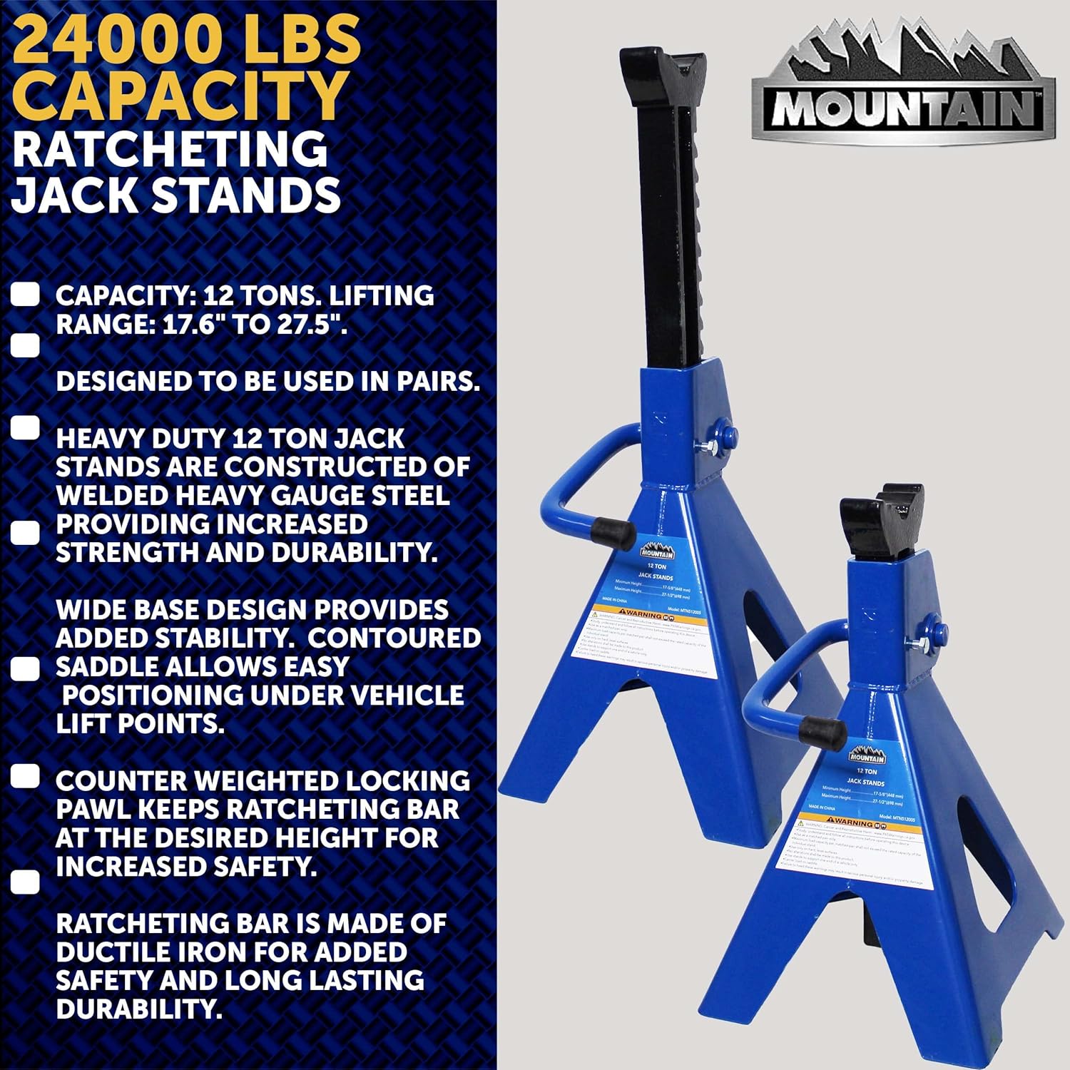 12 Ton Steel Jack Stands (Pair) P336212