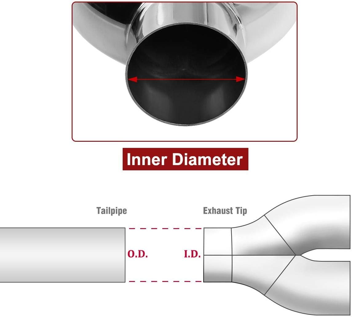 2.5 Inch Inlet 3.5 Inch Outlet Dual Exhaust Tips Stainless Steel Polished Blue Pack of 2 M539