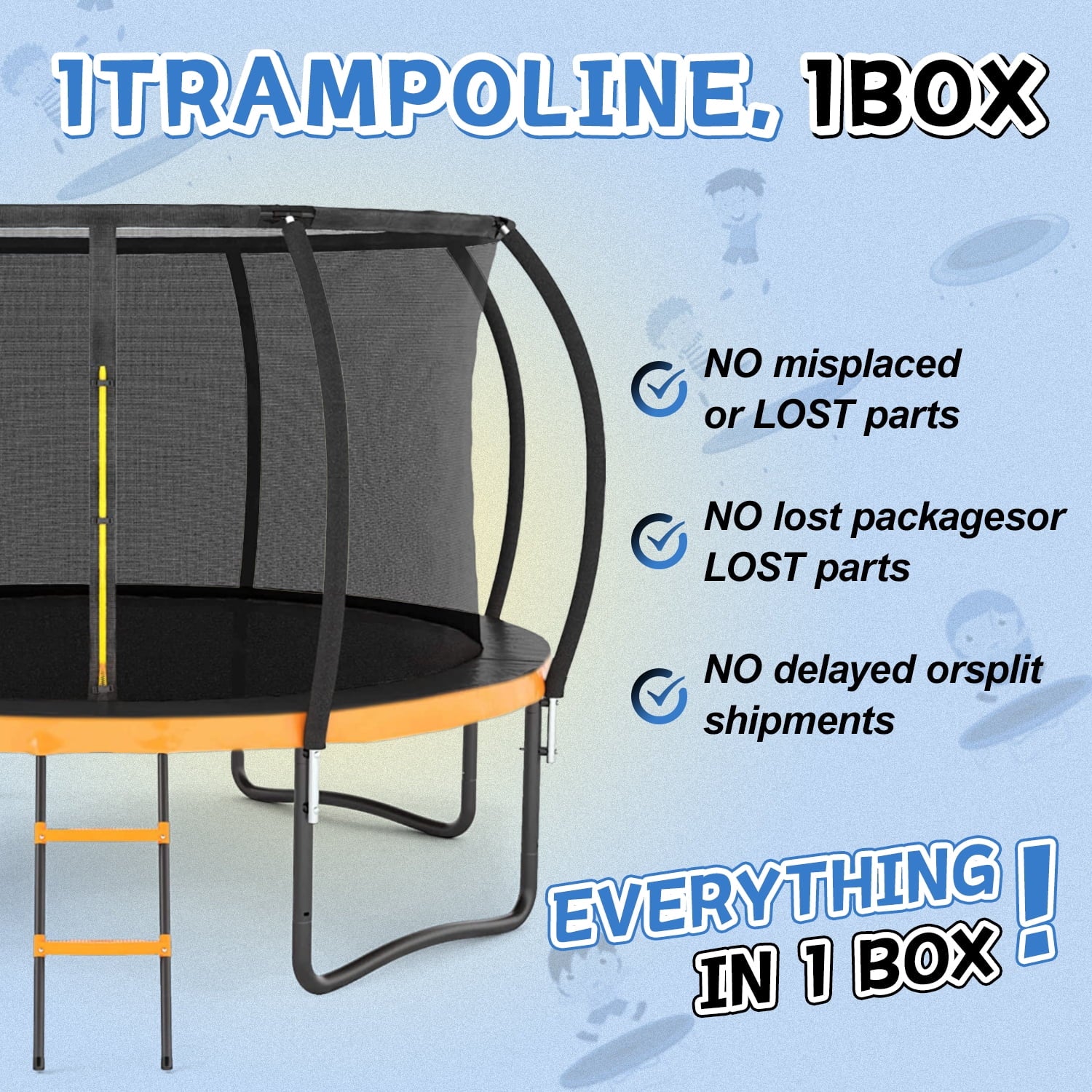 12 FT Outdoor Trampoline with Safety Fence Net, Ladder, PVC Spring Cover Pad B230