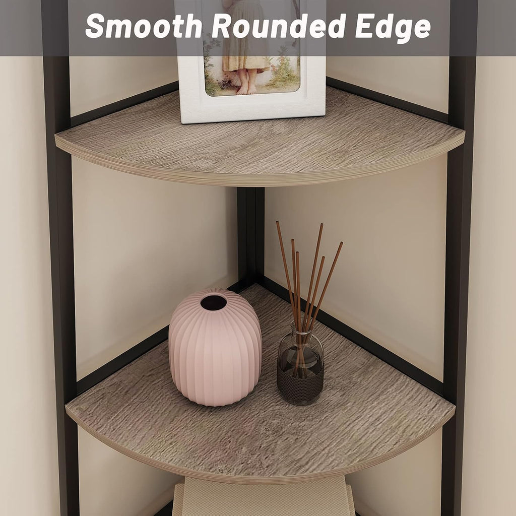 Grey 4 Shelves Corner Bookcase V588274