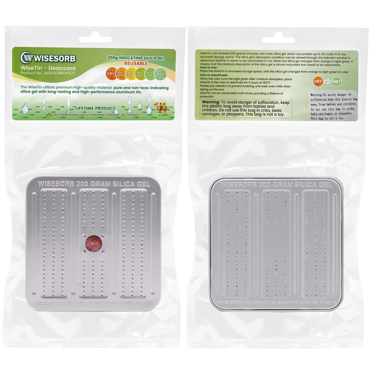 5 Packs 200 Gram Reusable Indicating Silica Gel Dehumidifier Canister R628990