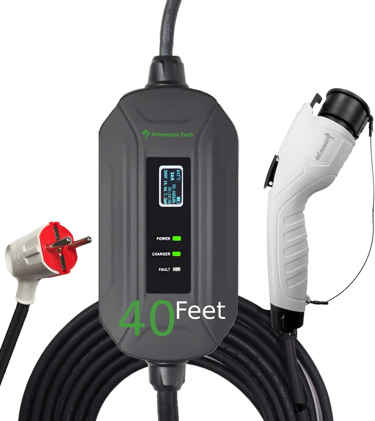 Portable Level 2 Electric Vehicle Charger, 16Amp, 35 Feet U455011