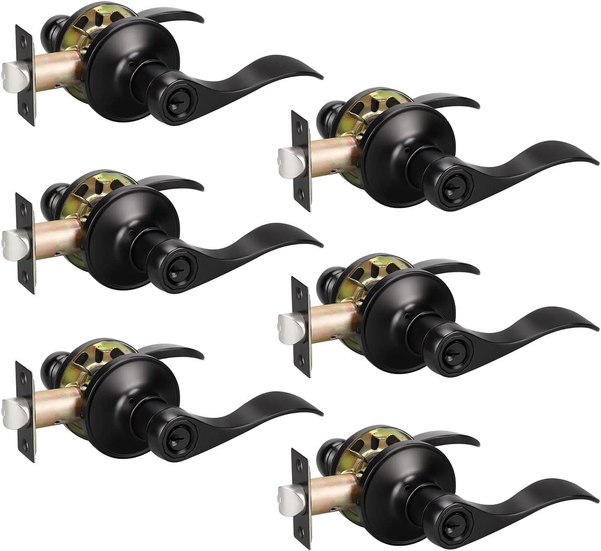 10 Pack Matte Black Passage Door Lever Sets S96879