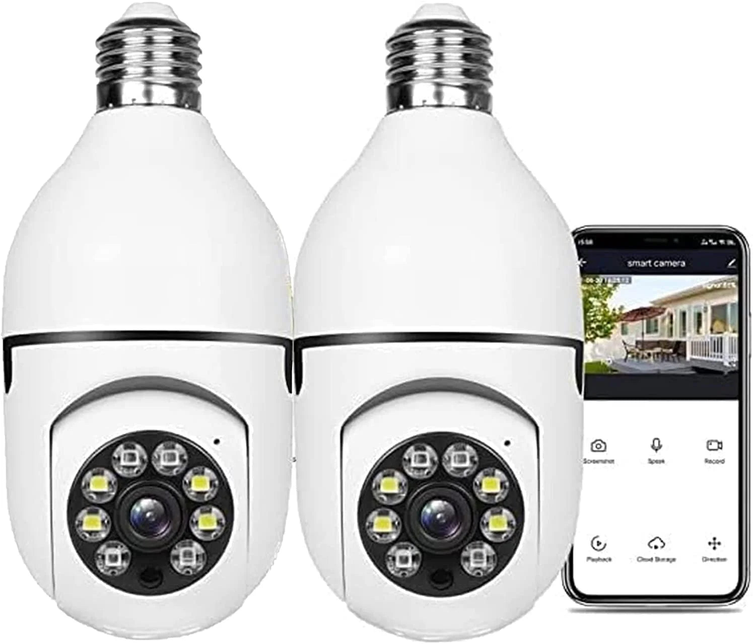 2 Pack 1080p 360 Light Bulb Security Camera E24458