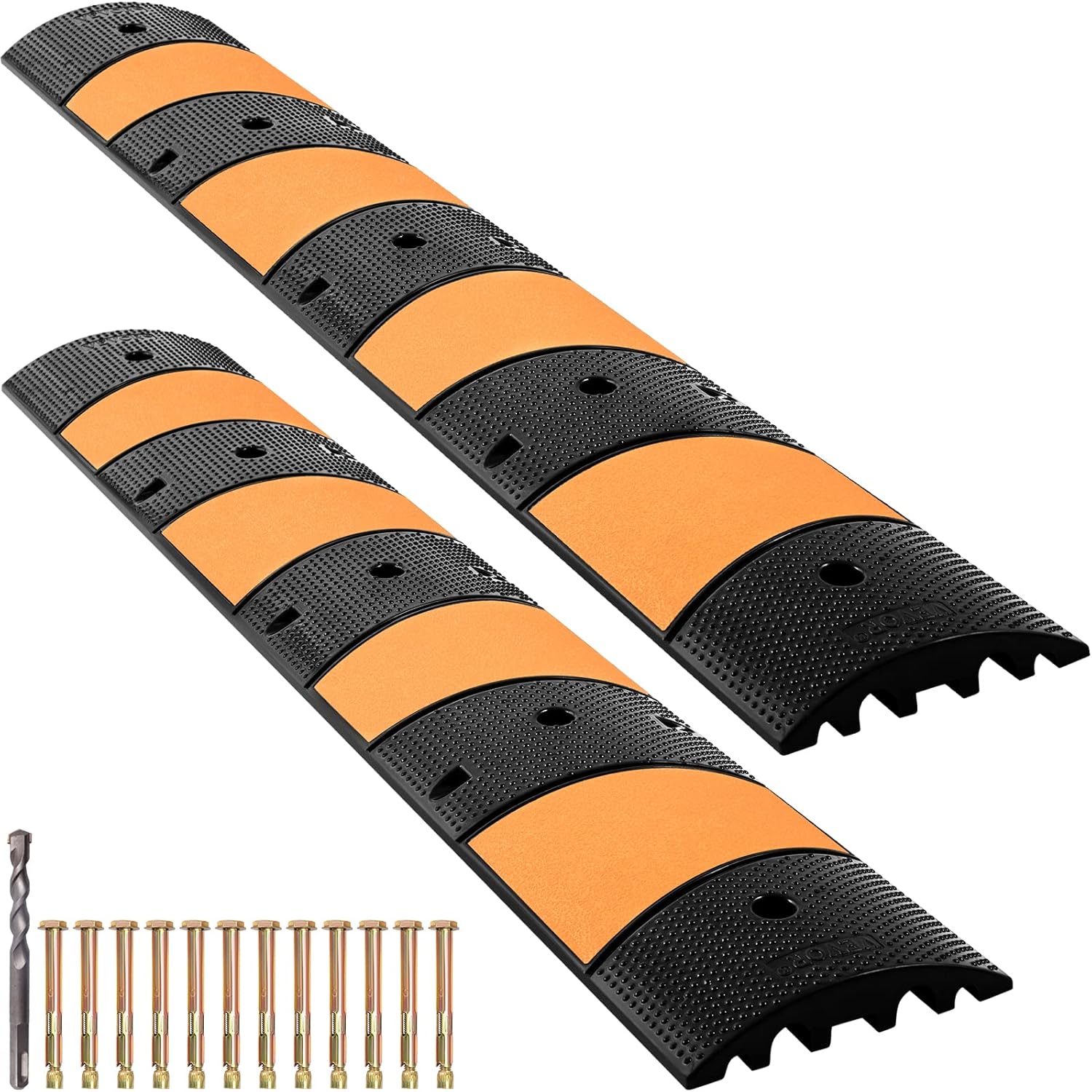 Rubber Speed Bump, 2 Pack, 72.8 Long Modular Speed Bump, 22000 LBS Load Capacity N372189