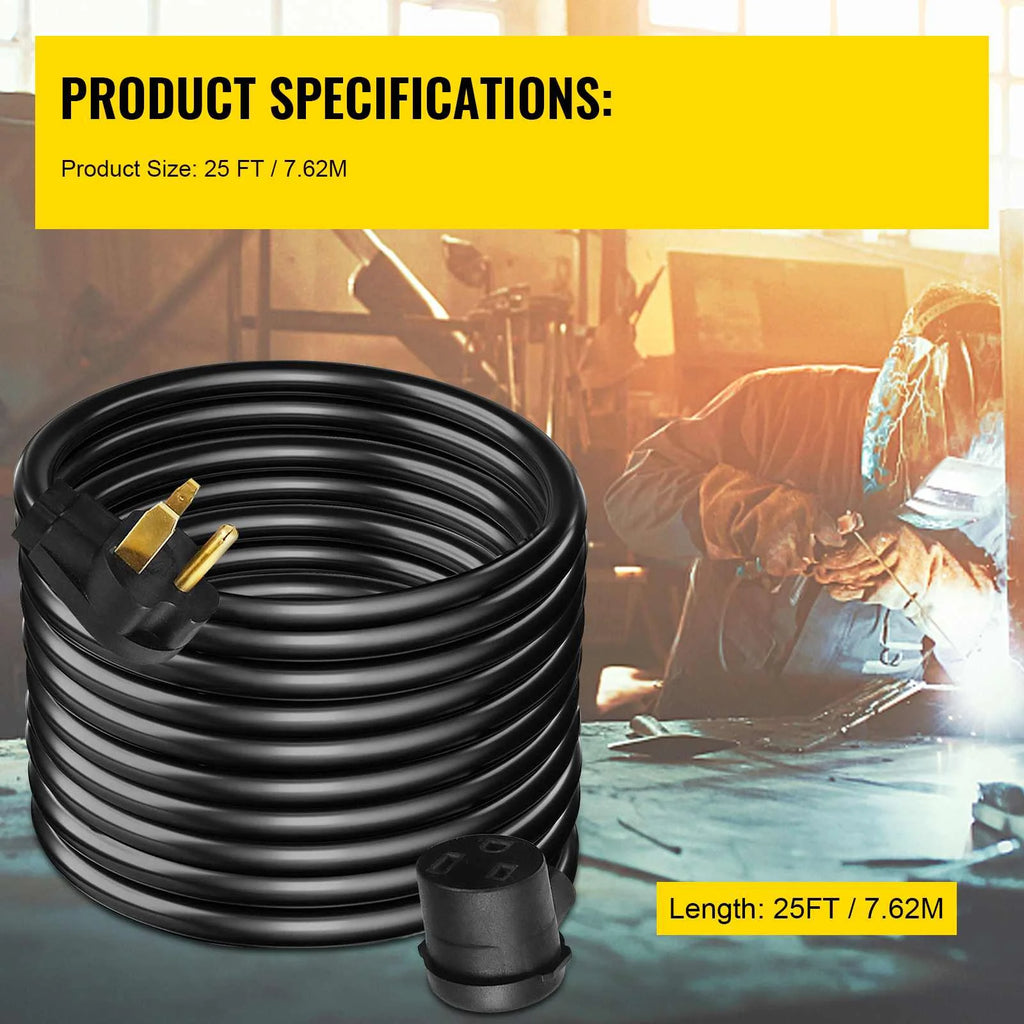 Welding Extension Cord 25ft 50AMP 8/3 Heavy Duty 8AWG 250V K367