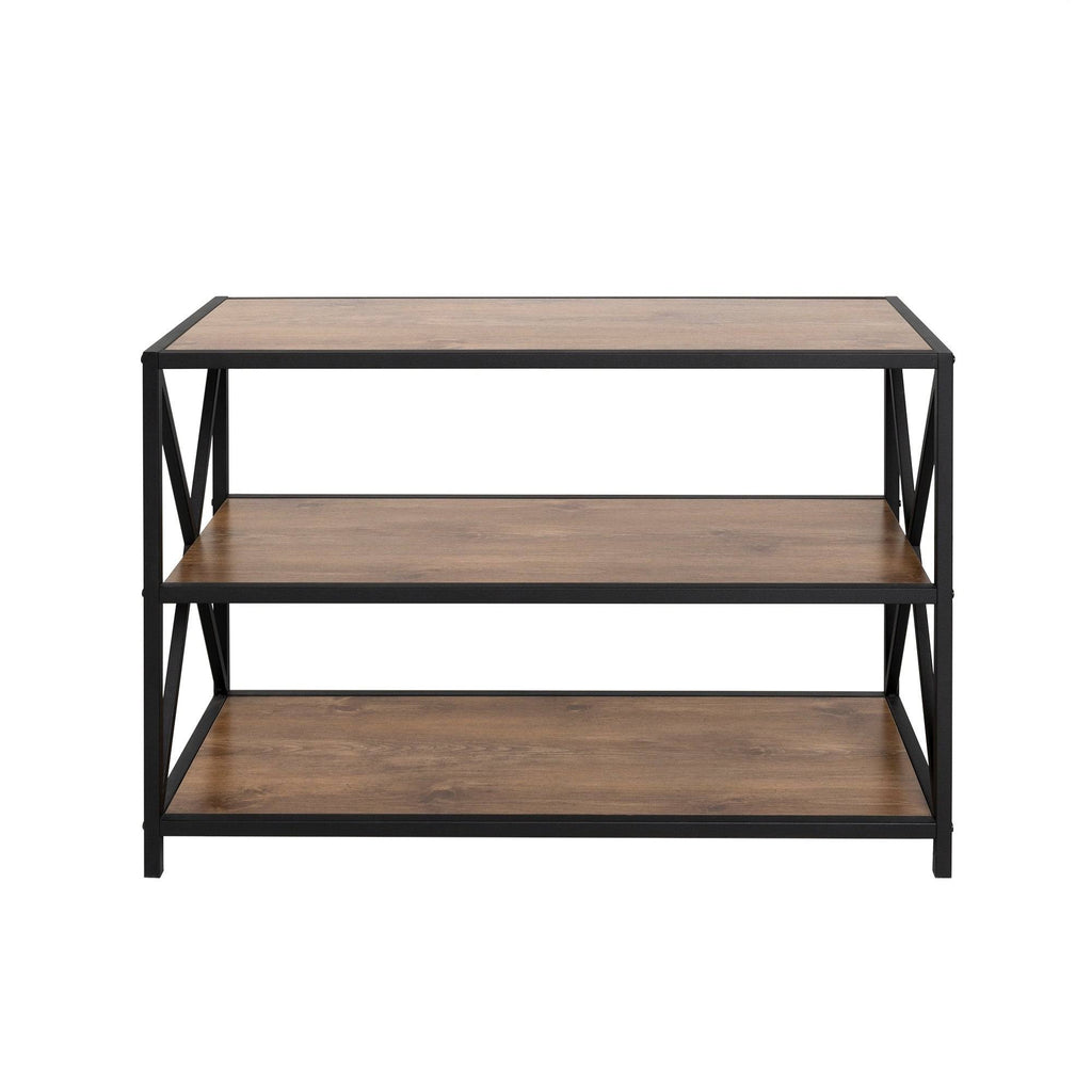 Rustic Oak / Black Metal X-Frame Bookshelf E84741
