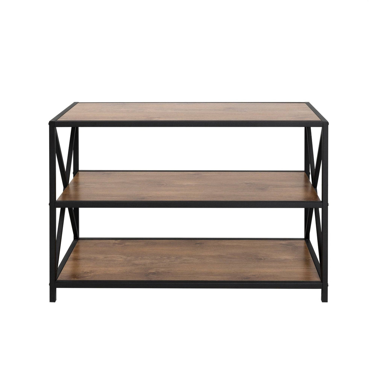 Rustic Oak / Black Metal X-Frame Bookshelf E84741