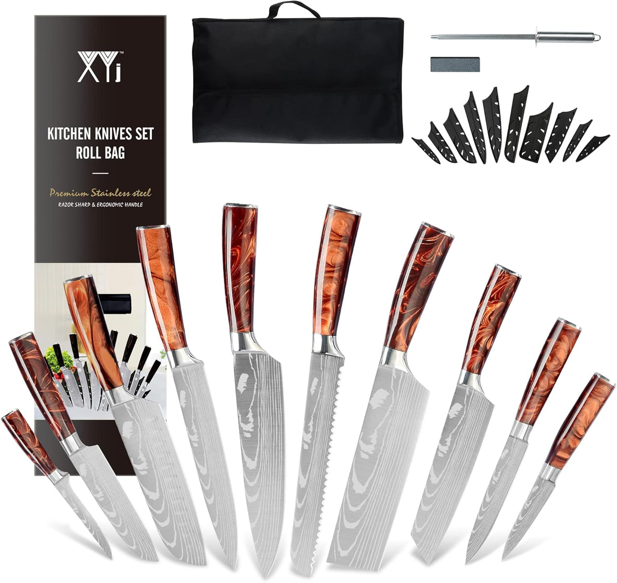 10 Piece Stainless Steel Kitchen Knife Set with Carry Case Bag B28157