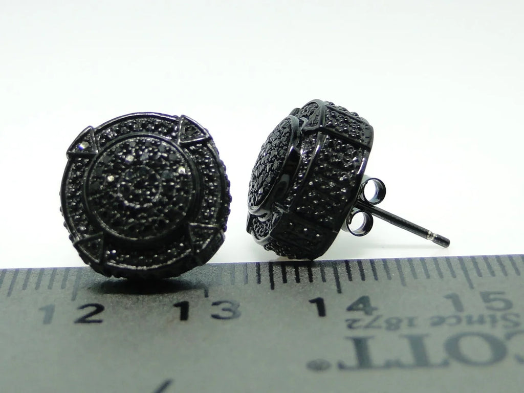 Black 3D Pave Diamond Earrings Z67406