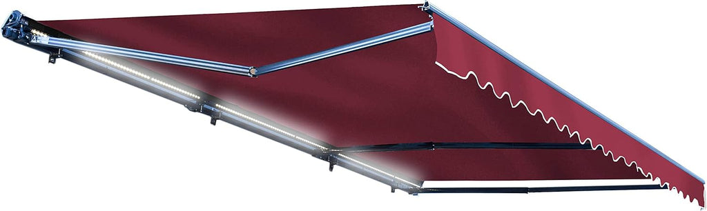 Motorized Retractable Patio Awning, 16x10 Feet, Polyester Canopy, Blue V9493