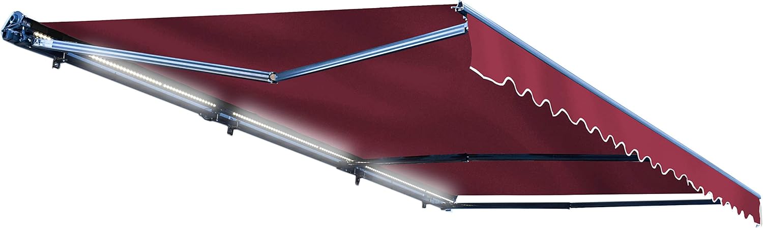 Motorized Retractable Patio Awning, 16x10 Feet, Polyester Canopy, Blue V9493