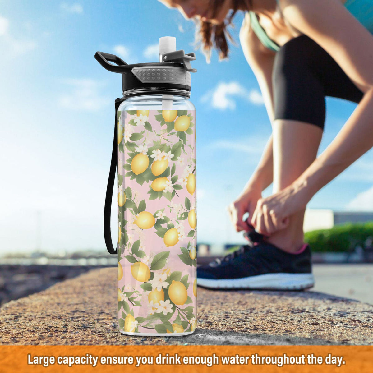 32oz Tritan Leakproof Clear Water Bottle with Straw G62253