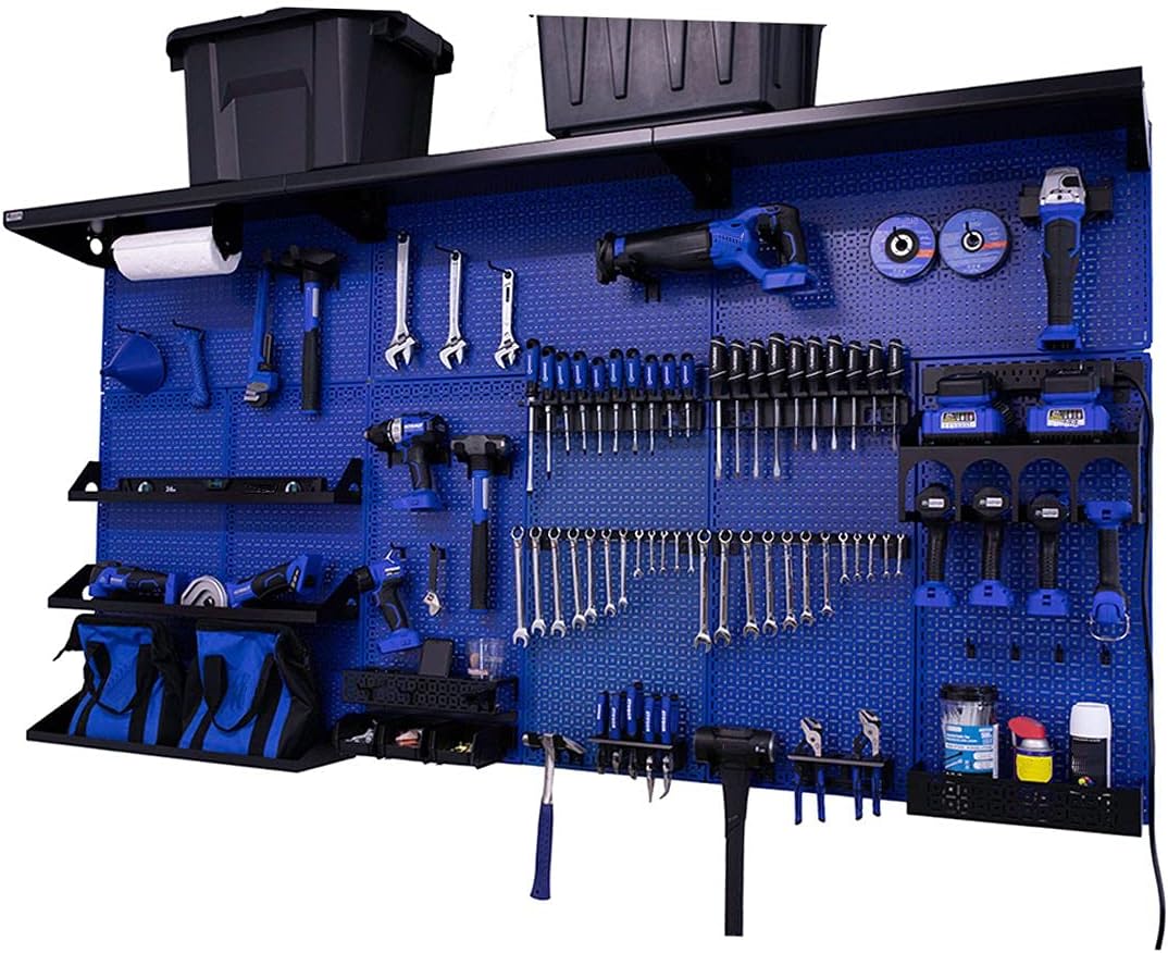 Red Metal Pegboard Wall Organization System Y90135
