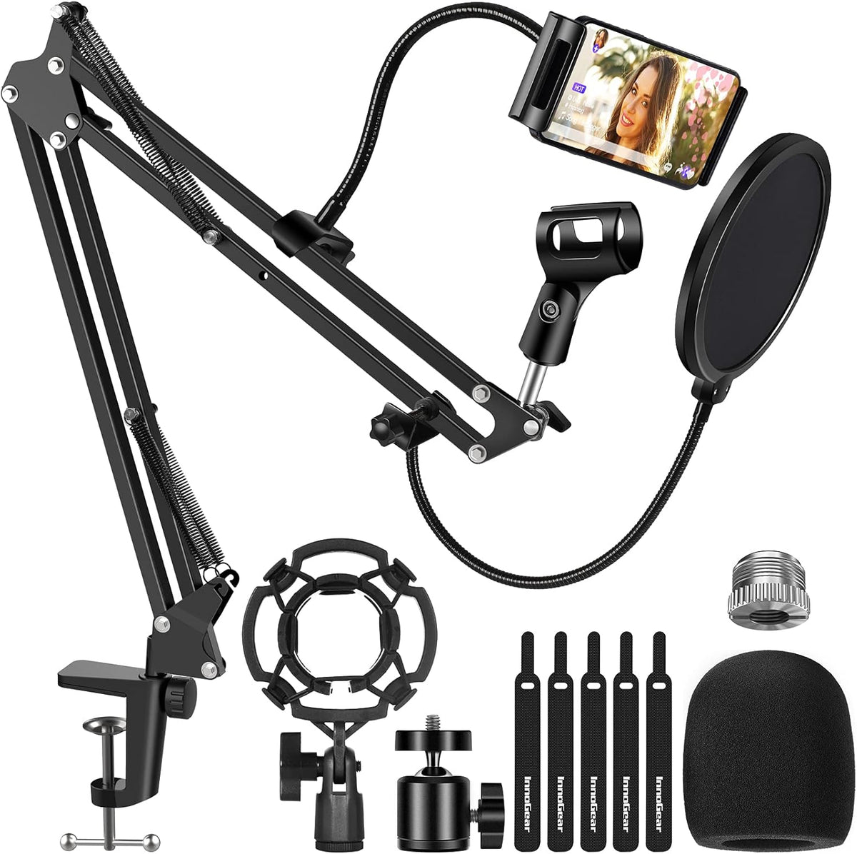 Boom Scissor Arm Microphone Stand with Shock Mount, Pack of 2 A256982