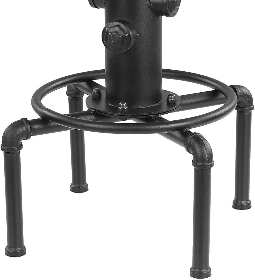 Black Solid Wood Adjustable Swivel Bar Stool Set of 2 T474