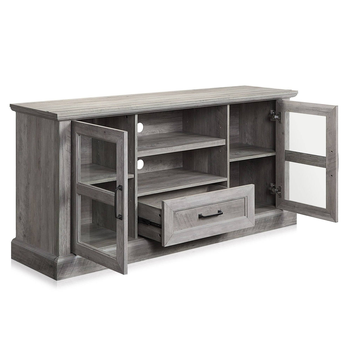 Grey Wash TV Stand with Drawer and Shelves I176246