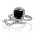 Black Diamond Bridal Ring Set on 10k White Gold R7835