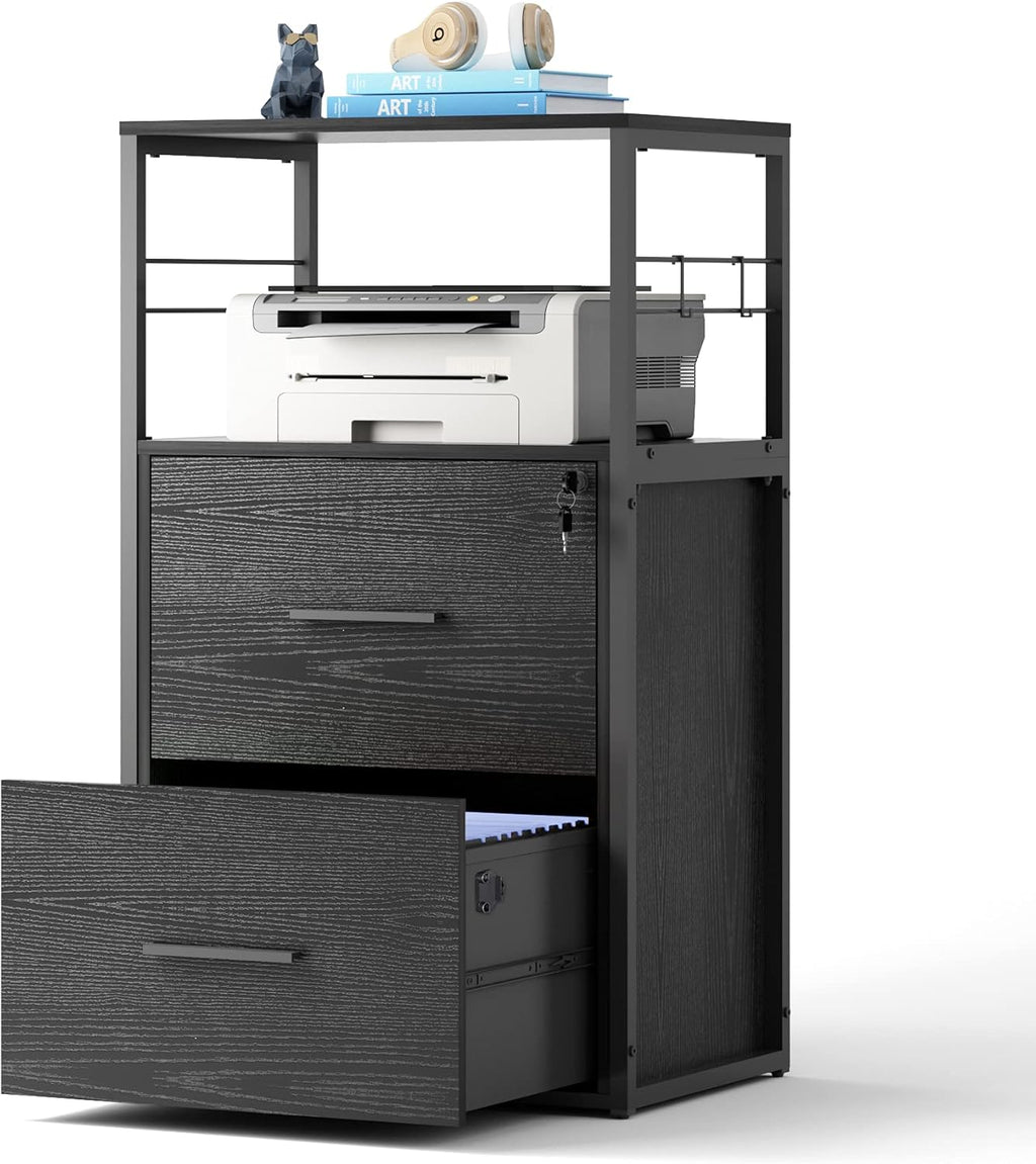 Black 2 Drawer Lateral File Cabinet with Lock W27363