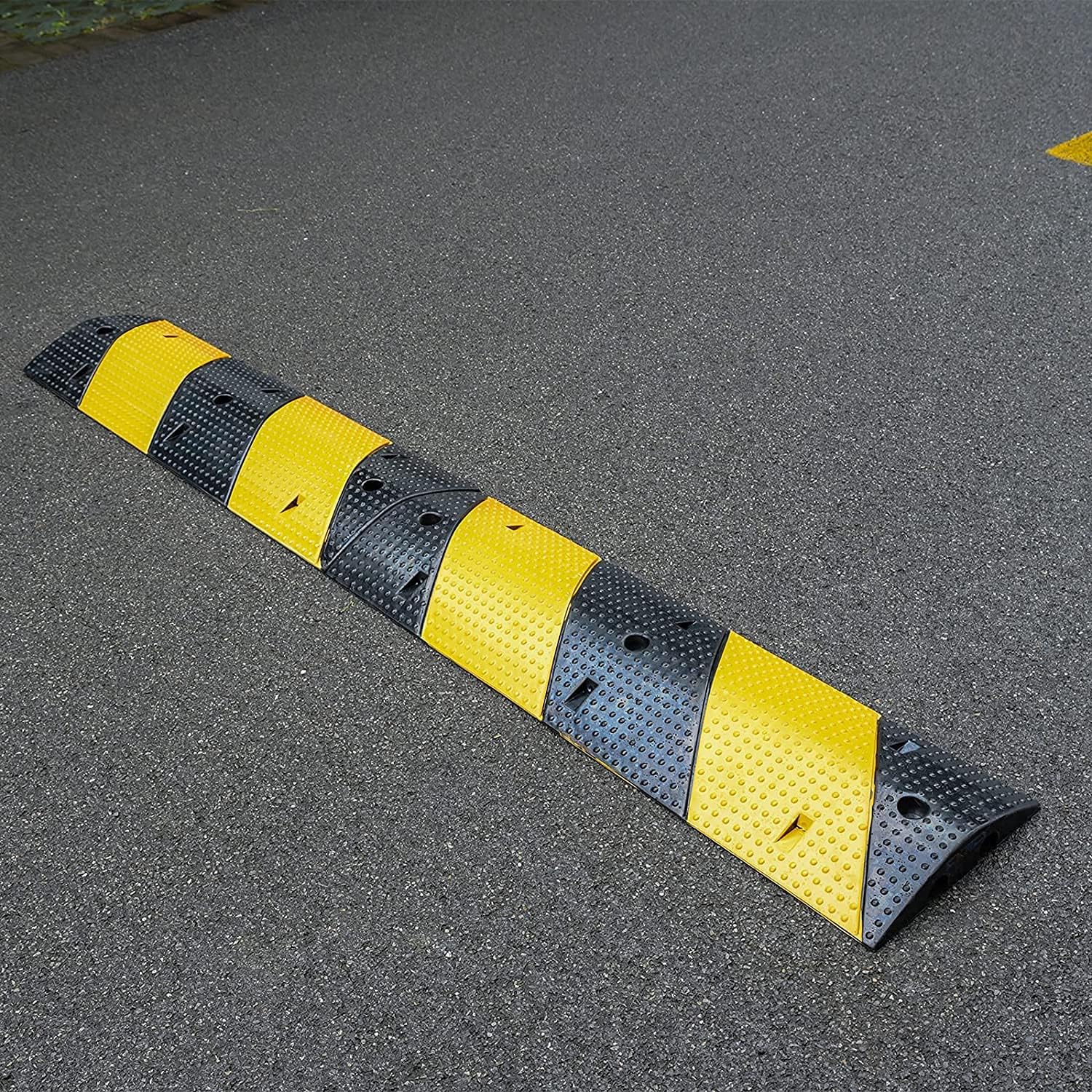 Rubber Speed Bumps 1 Pack 2-Channel Modular Heavy Duty Cable Protector Ramp with 3 Bolts ( 39.4 x 12 W x 2.4 H) S44478