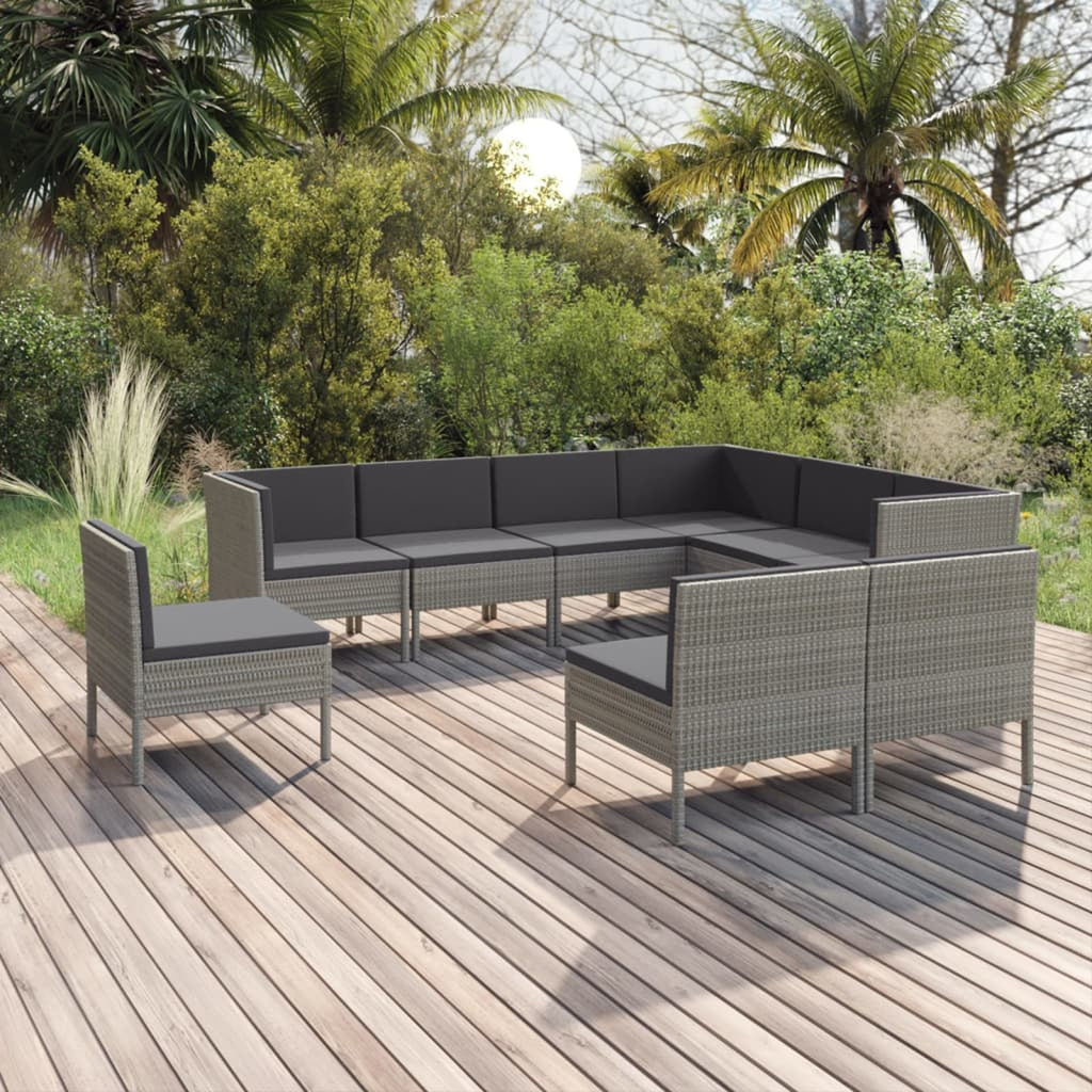 9 Piece Poly Rattan Outdoor Sectional Sofa Set G545511
