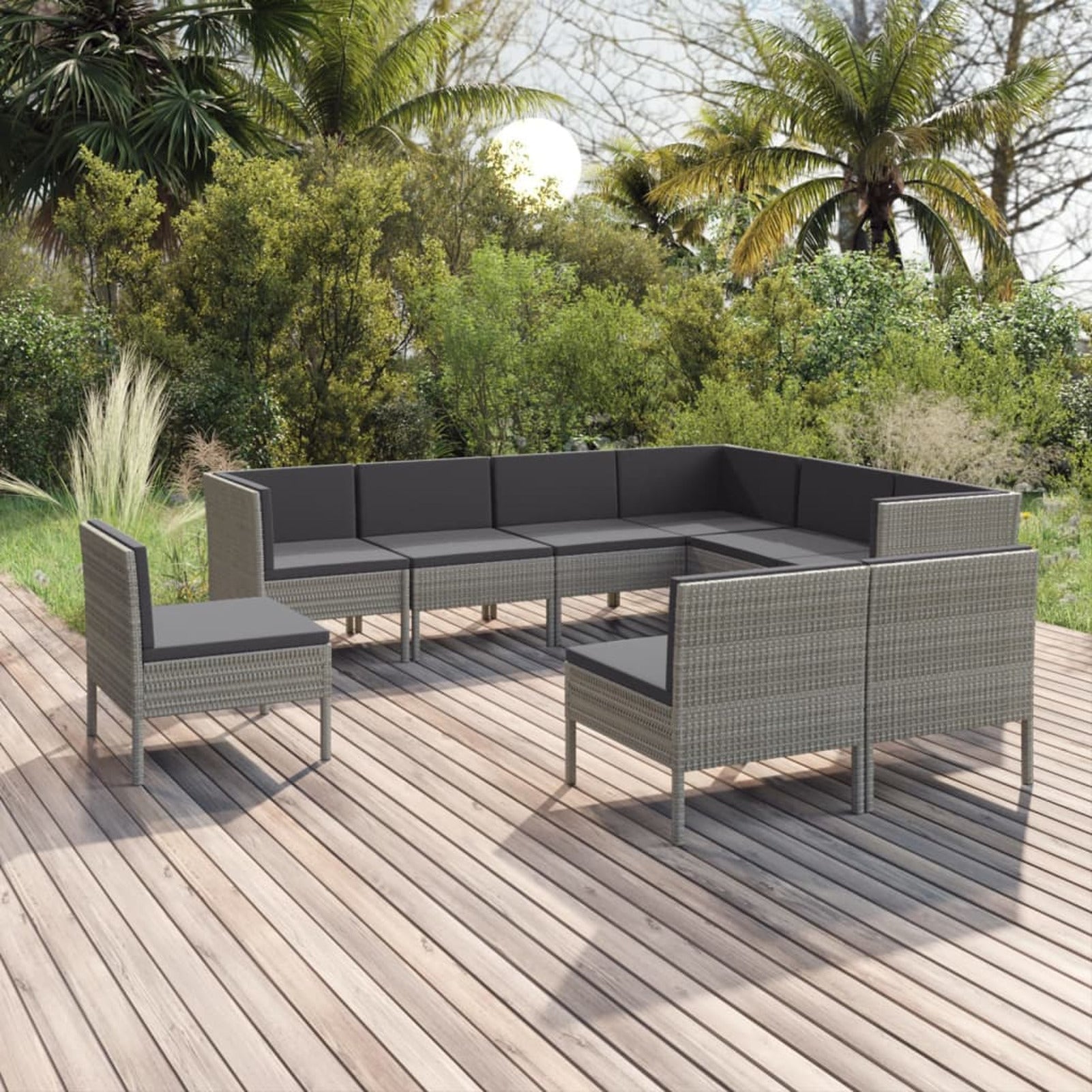 9 Piece Poly Rattan Outdoor Sectional Sofa Set G545511