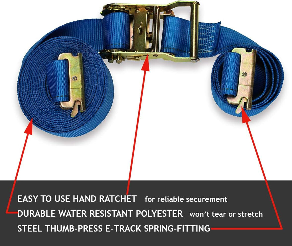 Blue Polyester E-Track Ratcheting Cargo Tie-Downs M10174