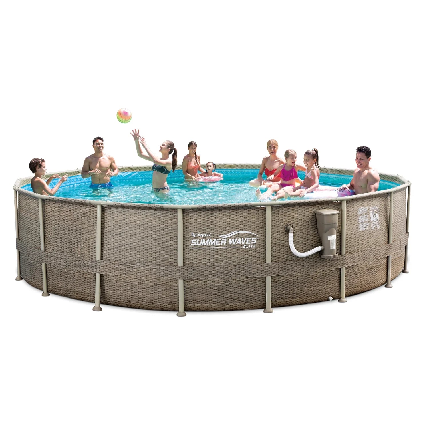 18ft x 48in Elite Frame Swimming Pool with Exterior Wicker Print C5389