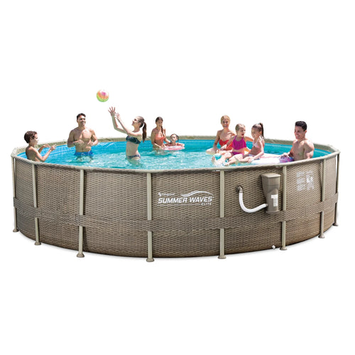 18ft x 48in Elite Frame Swimming Pool with Exterior Wicker Print C5389