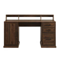Dark Walnut Wood 3-Drawer Pedestal Writing Desk with Hutch W80355