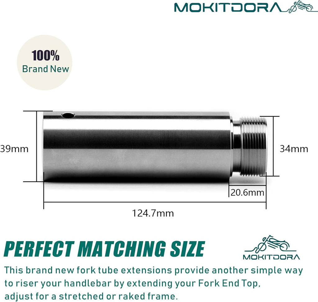 Fork Tube 4 inch Extensions 39mm Silver Pack of 2 Y5207
